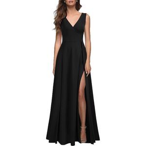MUSHARE Womens pleaded Slit Maxi Dress, NWT